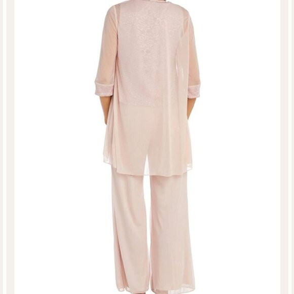 R & M Richards Beaded Neck 3 Piece Long Pant Set Size 10p - Picture 9 of 16